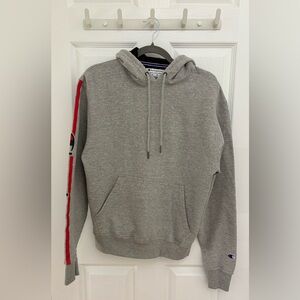 Champion Gray Hoodie with Red Stripe